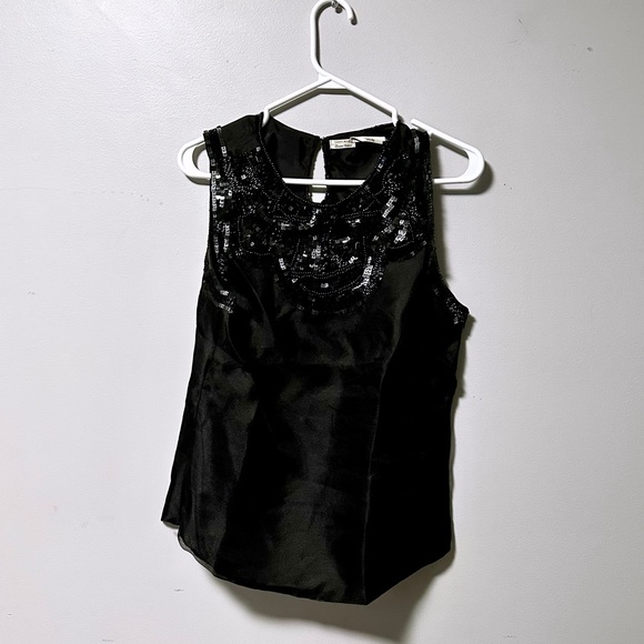 NWT Leon Max | Black Sequin Silk Tank - 10 - Picture 4 of 6